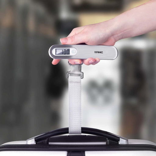 Duronic LS1013 Bilancia digitale pesa valigia - Pesa bagaglio da viaggio fino a 50kg - Cinghia e gancio resistenti - Batterie incluse - Compatto e portatile - Pesa trolley