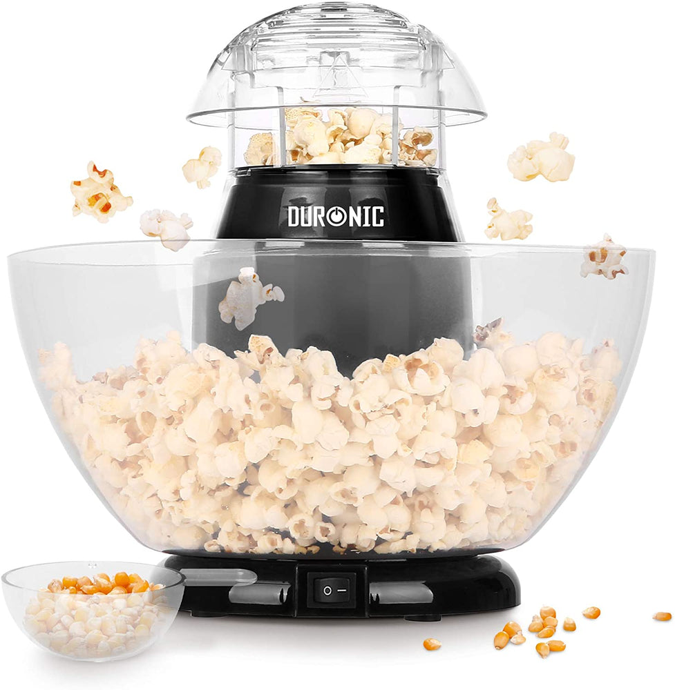 Duronic POP50 Macchina per Popcorn ad aria calda – Capacità di 50 g con ciotola rimovibile – Senza grassi o oli – Pop-corn senza olio – Basso contenuto calorico