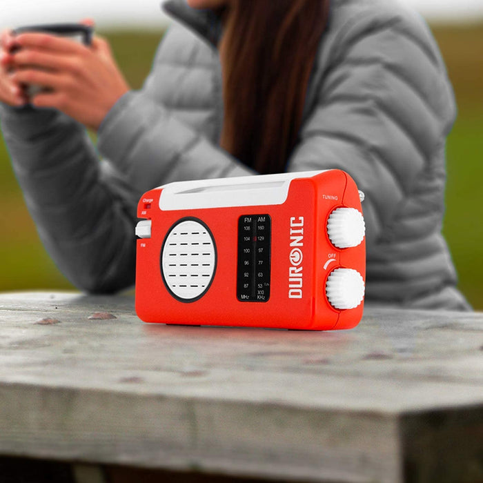 Duronic Hybrid Radio AM/FM - Ricarica solare, USB o dinamo – Jack per cuffie – Portatile – Ideale per emergenze, escursioni, pesca o attività all’aperto