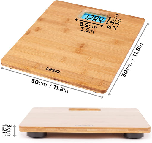Duronic BS504 Bilancia pesapersone Digitale in Bambù | Capacità 180kg | Bilancia Digitale con Schermo LCD grande retroilluminato | Ecologico | Bilancia ad Alta precisione con Tecnologia Step-on