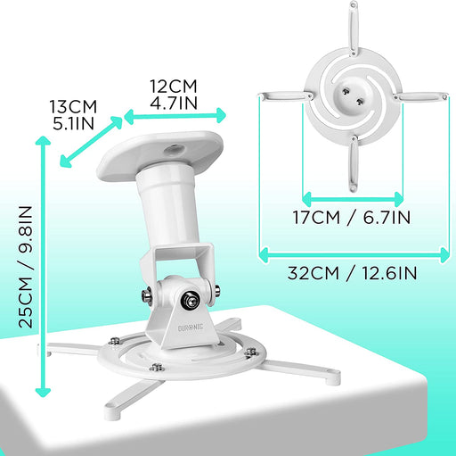 Duronic PB07XB Supporto universale per proiettore 10kg distanza dal soffitto 218mm montaggio parete / muro / soffitto staffa videoproiettore per casa ufficio sale riunioni