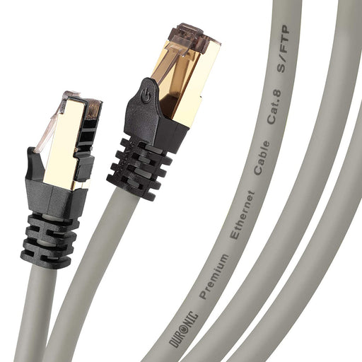 Duronic CAT8 GY 1,5 m | Cavo di Rete ethernet schermato S/FTP Grigio | Cavo ethernet Patch superveloce | Supporta fino a 2 GHz / 2000 MHz | Connettori RJ45 | Trasmissione dati 40 gigabit