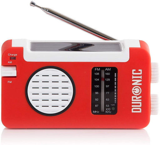 Duronic Hybrid Radio AM/FM - Ricarica solare, USB o dinamo – Jack per cuffie – Portatile – Ideale per emergenze, escursioni, pesca o attività all’aperto