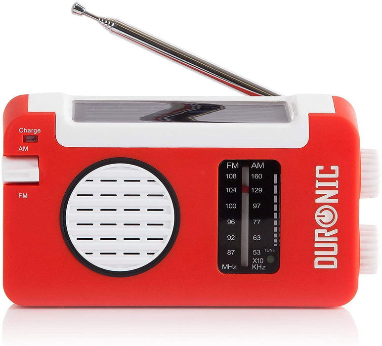 Duronic Hybrid Radio AM/FM - Ricarica solare, USB o dinamo – Jack per cuffie  – Portatile – Ideale per emergenze, escursioni, pesca o attività all'ape—  duronic-it