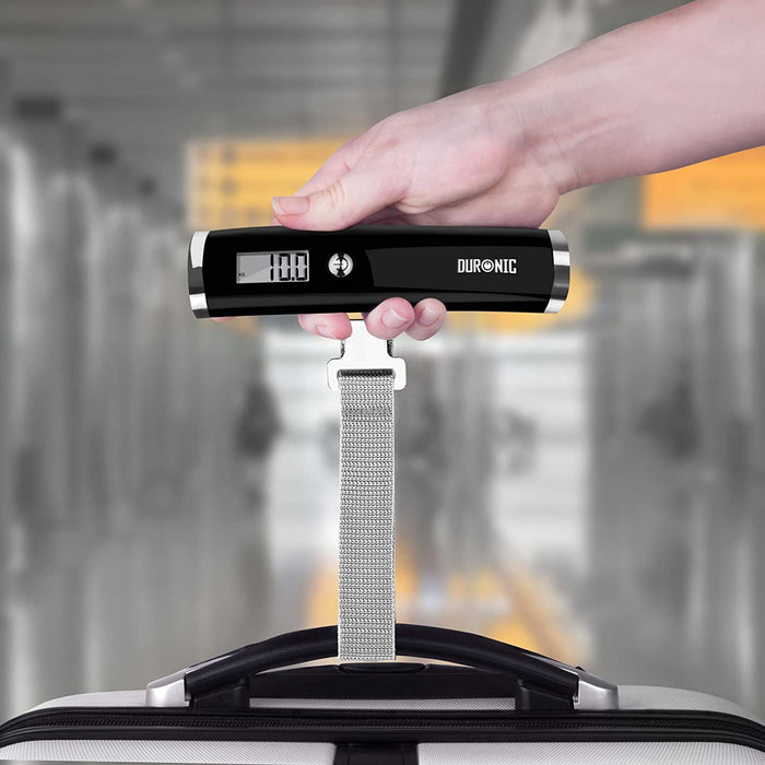 Duronic LS1008 /B Bilancia pesa bagagli digitale da viaggio bilancia pesa valigia con cinghia e gancio display numerico portata 50kg