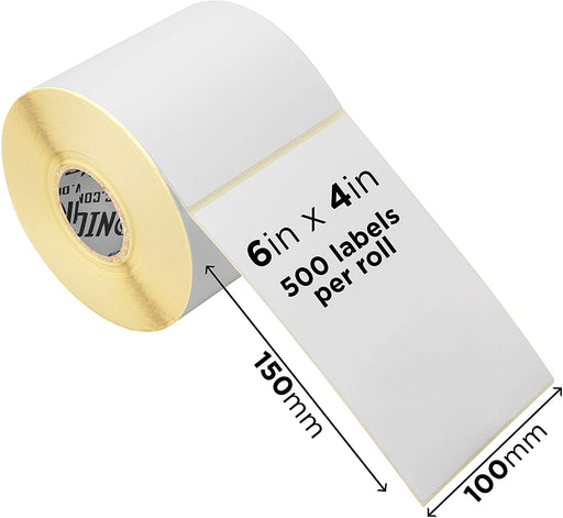 Duronic LL4X6 /12 Etichette adesive per stampante termica – 12 rotoli – 500 etichette 102 x 152 mm / 6” x 4” – adatto per stampanti zebra toshiba citizen – compatibile con tutti i tipi di corrieri