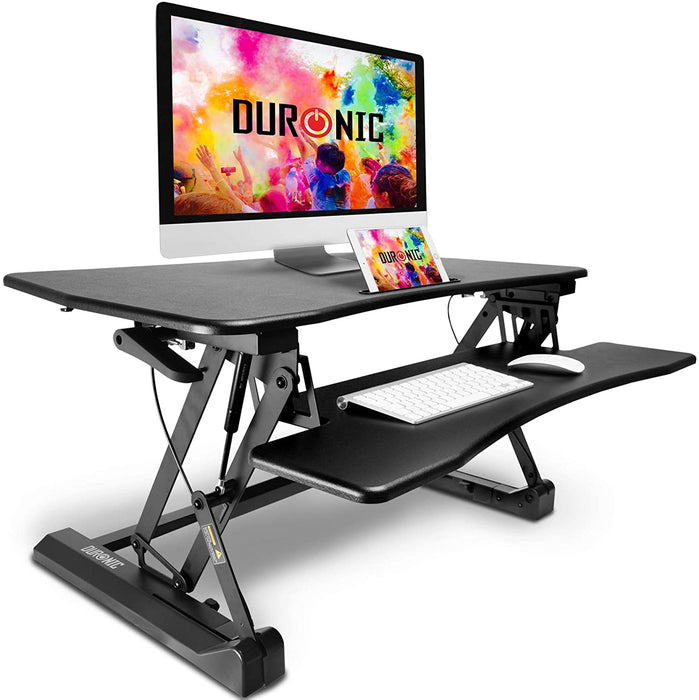 Duronic DM05D2 Postazione da lavoro per computer con ampia piattaforma 90  cm scrivania ufficio per pc monitor tastiera – altezza regolabile da 14 a  5— duronic-it