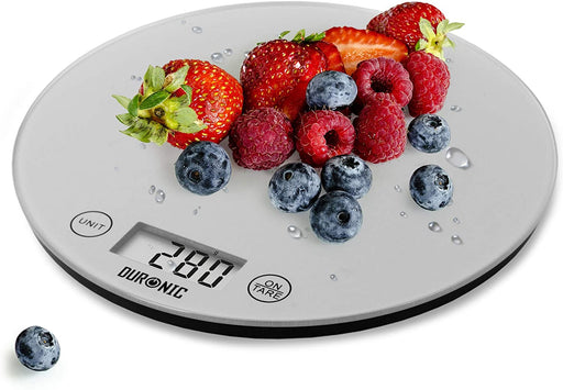 Duronic KS1055 Bilancia da cucina - Bilancia ad alta precisione con display digitale - Portata 1g / 5 kg - Piattaforma in vetro - Funzione Tara - Ideale per cucina e pasticceria