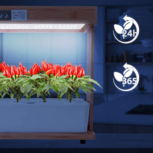 Duronic GHS48 Sistema di coltivazione idroponica | Kit per germinazione 30 W | 3 modalità e fino a 8 piante | Lampadine a spettro completo 70 LED: bianco, rosso e blu