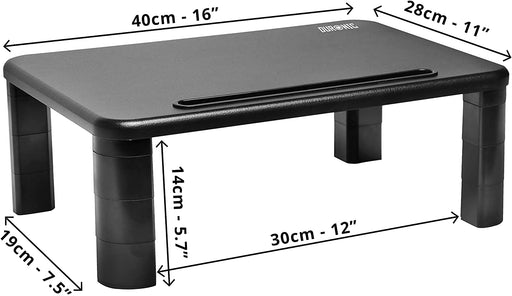 Duronic DM055 Supporto monitor scrivania dimensioni 40 x 28 cm - Supporto da tavolo regolabile da 4 a 15 cm per monitor e Laptop - Capacità 10kg - Mensola ergonomica per scrivania