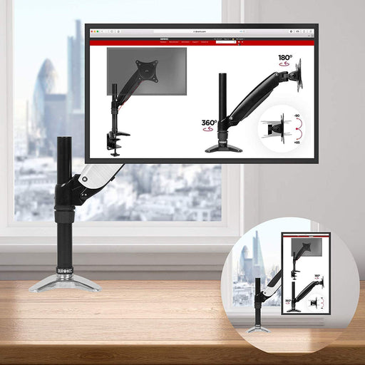Duronic DM651X1 BK Braccio per un monitor da 15 a 27 pollici | Supporto per schermo singolo | Inclinazione e altezza regolabile | VESA 75 100 | Supporto monitor con tensione gas per PC | Con morsetto