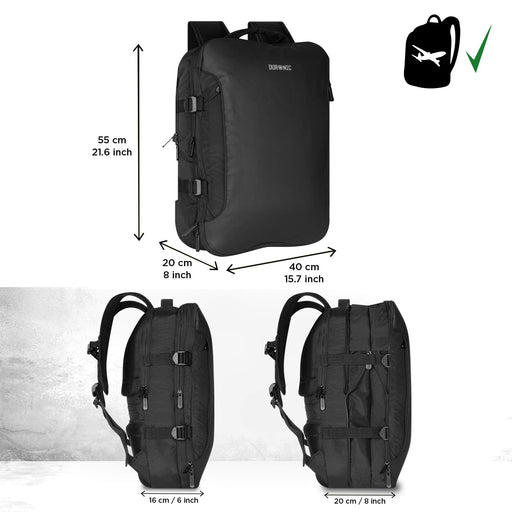 Duronic LB325 zaino da viaggio con tasca per laptop e tablet – 55 x 40 x 20 cm – bagaglio a mano / cabina universale – resistente all’acqua – viaggi, sport, scuola, outdoor, daypack
