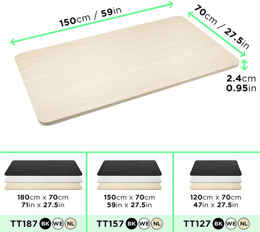 Duronic TT157 NL Piano scrivania  Ripiano scrivania 150 cm x 70 cm - Compatibile con telai da scrivania Duronic  Piano di lavoro per ufficio ergonomico  Naturale