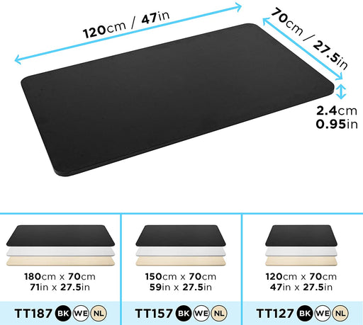 Duronic TT127 BK Piano scrivania  Ripiano scrivania 120 cm x 70 cm - Compatibile con telai da scrivania Duronic  Piano di lavoro per ufficio ergonomico  Nero