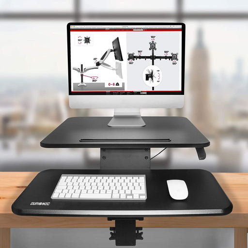 Duronic DM05D13 BK Postazione da lavoro per computer con ampia piattaforma 64 cm scrivania ufficio per pc monitor tastiera  altezza regolabile da 12 a 40 cm  fissaggio a morsetto