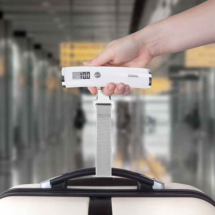 Duronic LS1008 /W Bilancia pesa bagagli digitale da viaggio bilancia pesa valigia con cinghia e gancio display numerico portata 50kg