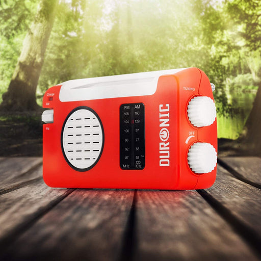 Duronic Hybrid Radio AM/FM - Ricarica solare, USB o dinamo – Jack per cuffie – Portatile – Ideale per emergenze, escursioni, pesca o attività all’aperto