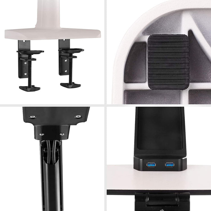 Duronic DM1K1X1 Supporto Monitor ergonomico – VESA 100x100 - Supporto per uno schermo - Lavorare seduti o in piedi – Supporto per tastiera, smartphone e porta bicchiere