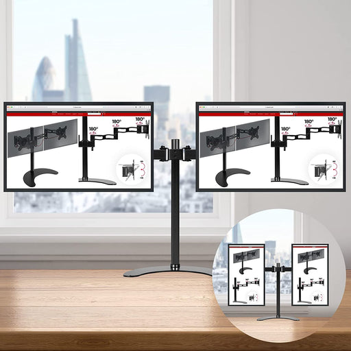 Duronic DM15D2 BK Supporto monitor da scrivania – Supporto con piedistallo per 2 monitor 13”-27” – Altezza regolabile – Adatto a monitor fino a 8 kg - VESA 75/100