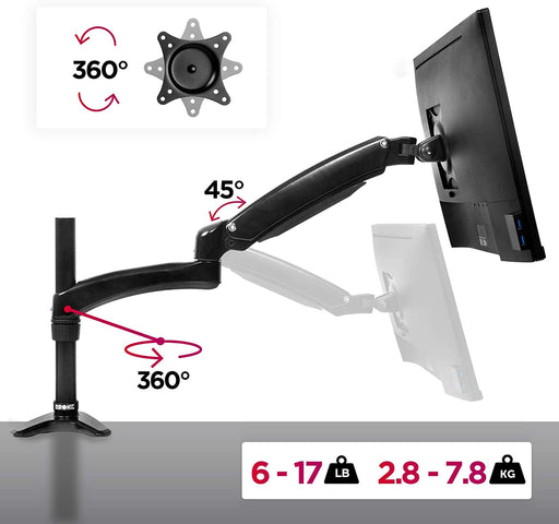 Duronic DM551X2 Supporto da scrivania monitor 15” – 27” staffa supporto monitor / schermo con braccio estensore regolazione a molla morsetto tavolo VESA MAX 100 x 100mm struttura in aluminio portata 8kg