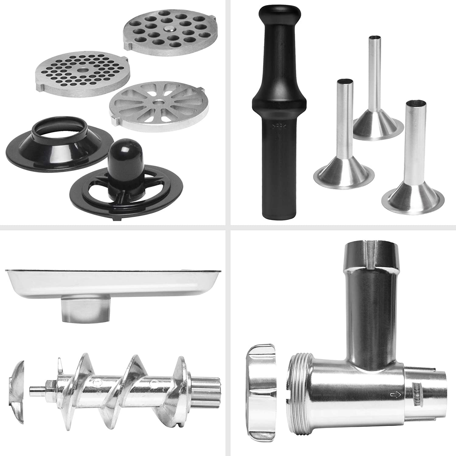 Duronic MG301 Tritacarne in acciaio inossidabile 3000 W  Accessori per salsicce, 3 dischi di macinazione, kibbe  Ideale per creare piatti a base di carne o verdure (hamburger vegani)