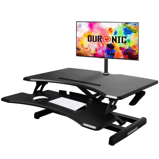 Duronic DM05D16 BK Postazione Lavoro  Altezza regolabile 12-43cm - Ampia Piattaforma 76-49cm - Portata 10kg  Scrivania ergonomica per Lavorare in Piedi con Supporto per Tastiera