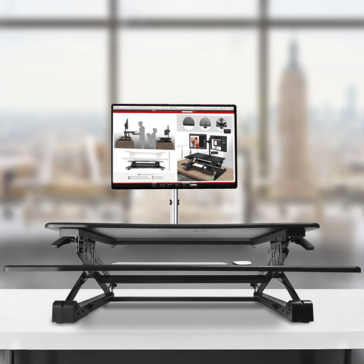 Duronic DM05D3 BK Postazione Lavoro  Altezza regolabile 15-50cm - Ampia Piattaforma 73x59cm - Portata 15kg  Scrivania ergonomica per Lavorare in Piedi con Supporto per Tastiera