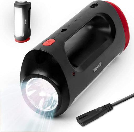 Duronic RL13 Torcia elettrica ricaricabile 2 in 1 | Lampada potente 5W | Torcia 240 Lumen | 10h di utilizzo | Fissaggio a muro | Flashlight per Campeggio Trekking Emergenza