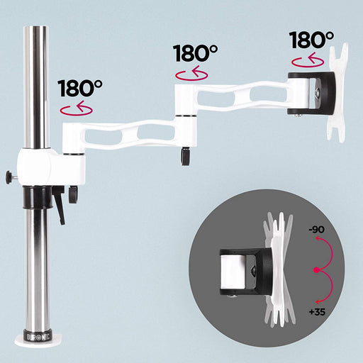 Duronic DM351X3 WE Braccio per un monitor da 13 a 27 pollici | Supporto per schermo singolo | Inclinazione e altezza regolabile | VESA 75 100 | Supporto monitor PC ergonomico con morsetto | Bianco