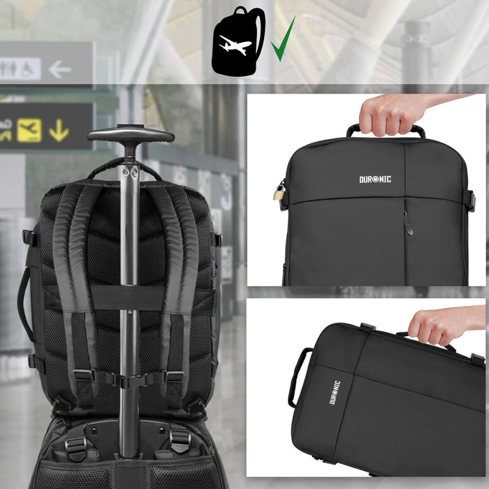 Duronic LB26 zaino da viaggio – bagaglio a mano o da cabina con tasca per laptop o tablet – 48 x 32 x 20 cm - resistente all’acqua – viaggi, sport, scuola, outdoor, daypack