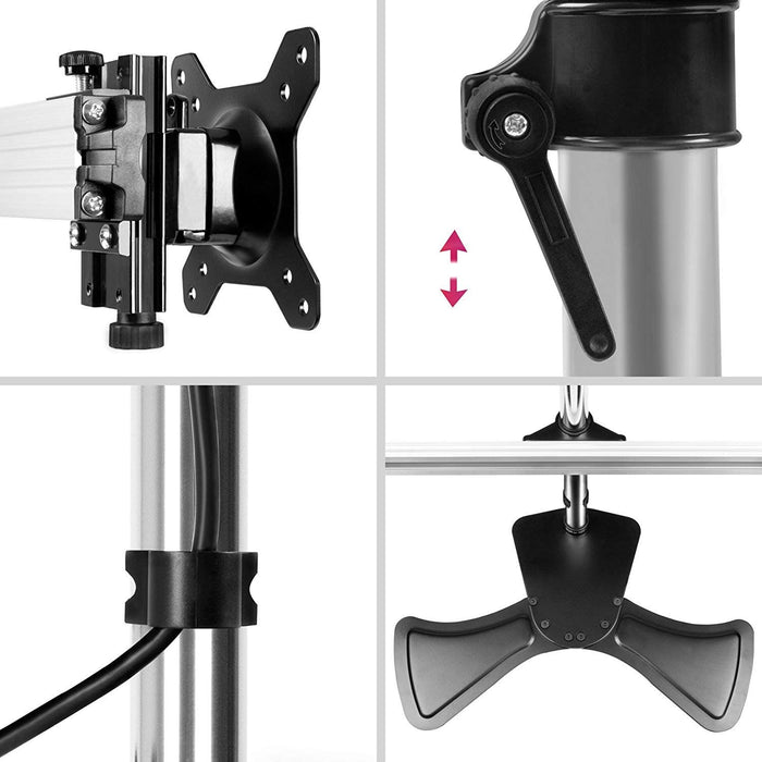 Supporto Da Tavolo Conecto Per Monitor 17-32″ – Inclinazione +100°/-15°, Altezza Regolabile, Carico 8kg, VESA 75/100