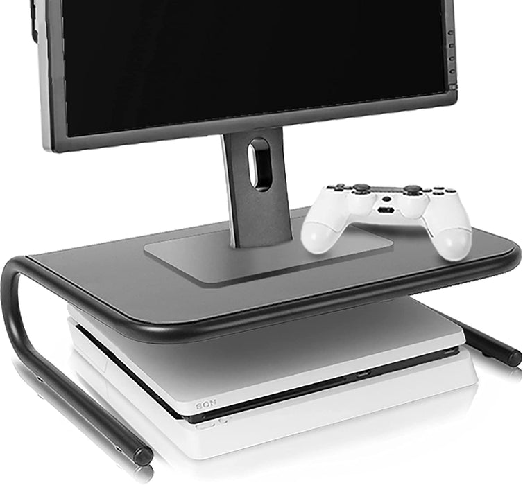 Duronic DM071 Supporto monitor | Supporto da tavolo in metallo nero | Capacità 10 kg | Piattaforma per laptop, schermi TV e monito PC