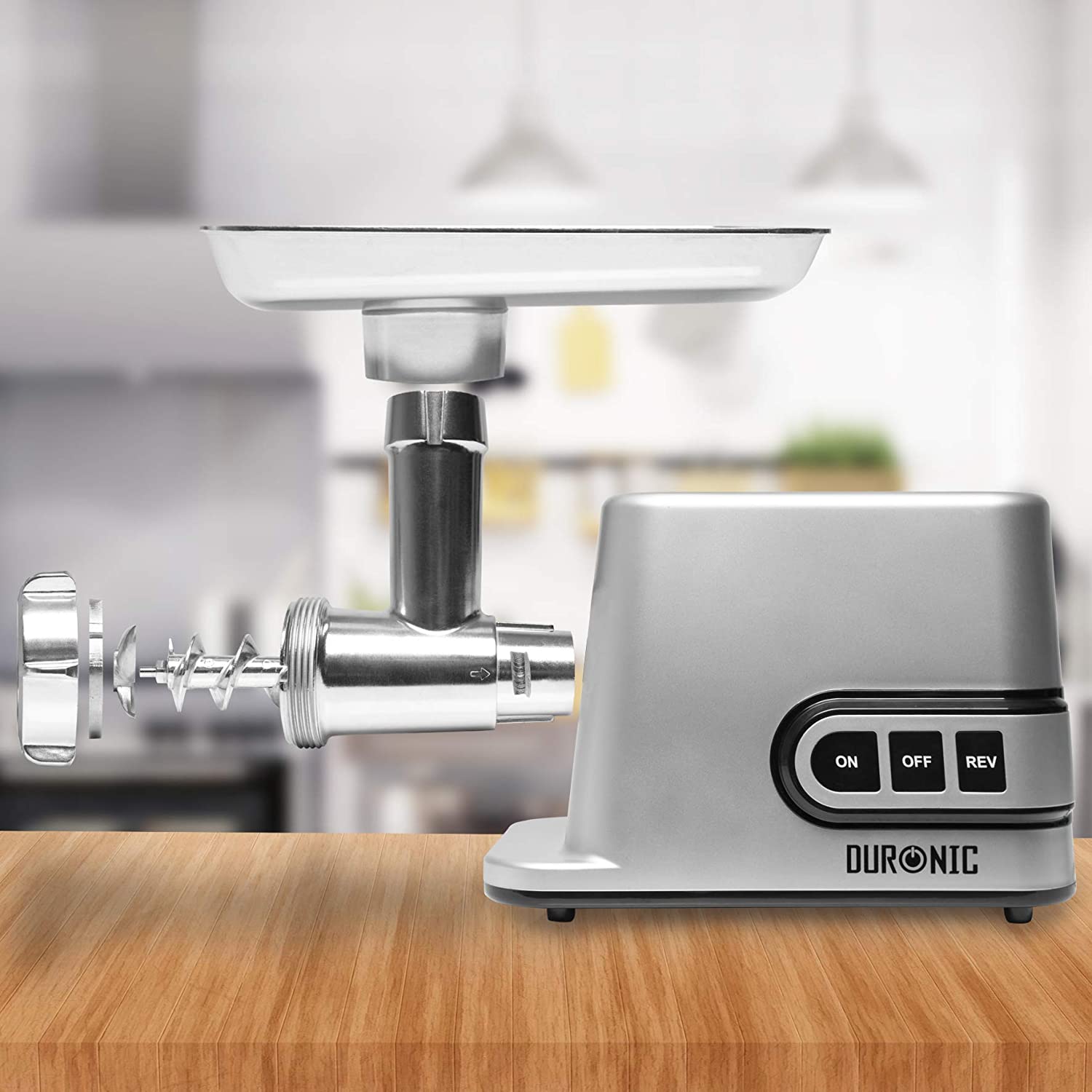 Duronic MG301 Tritacarne in acciaio inossidabile 3000 W  Accessori per salsicce, 3 dischi di macinazione, kibbe  Ideale per creare piatti a base di carne o verdure (hamburger vegani)