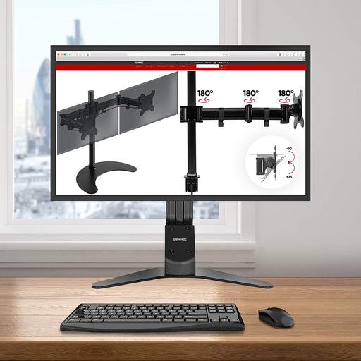 Duronic DM12D1 Supporto da scrivania per 1 monitor 17” – 27” staffa supporto monitor / schermo da tavolo VESA MAX 100 x 100mm struttura in acciaio base in metallo battuto portata 8kg