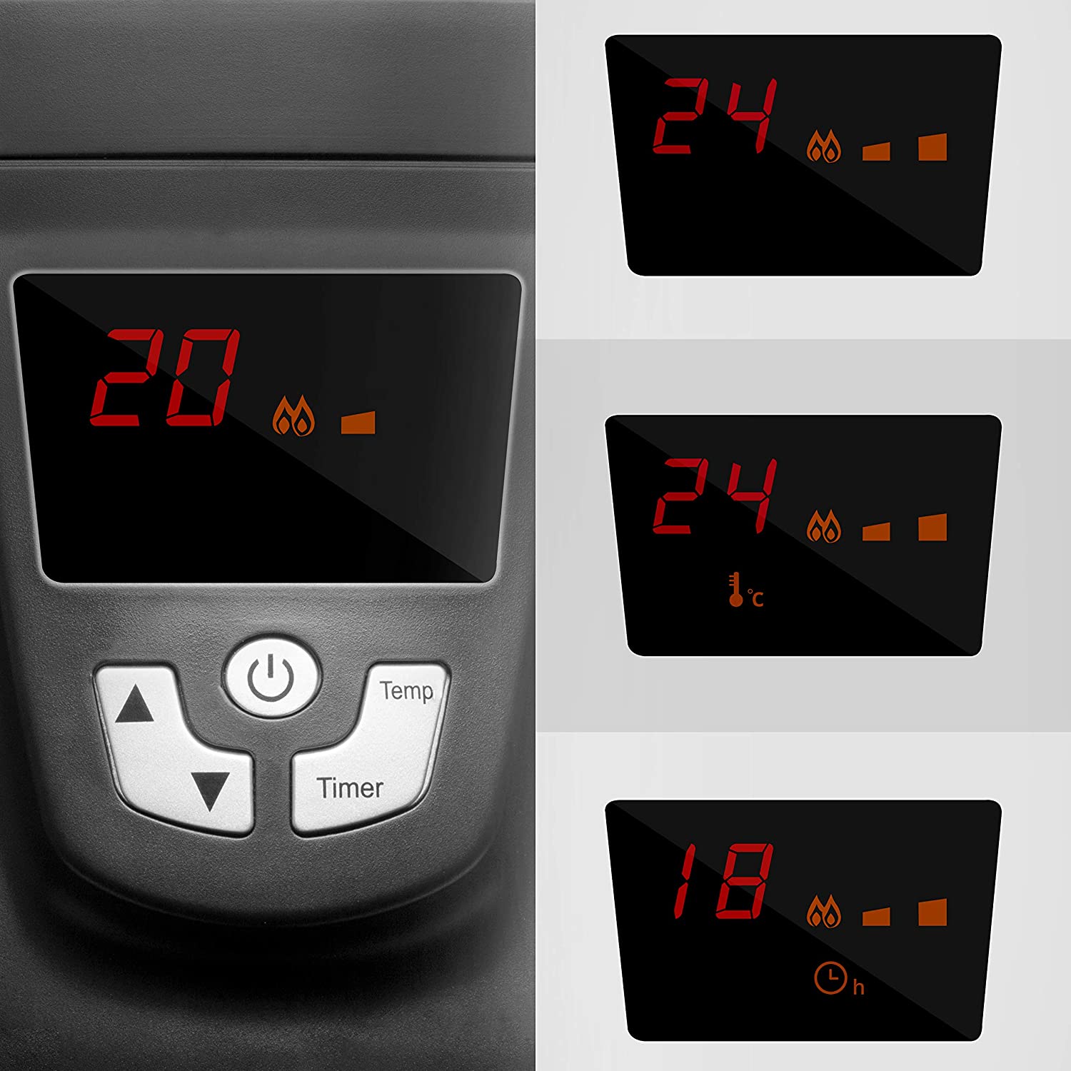 Duronic HV102 Stufa elettrica con pannelli in mica 2500 W  Termoconvettore con termostato integrato  3 funzioni di riscaldamento - Riscaldatore Micatermico a basso consumo - Riscaldamento rapido