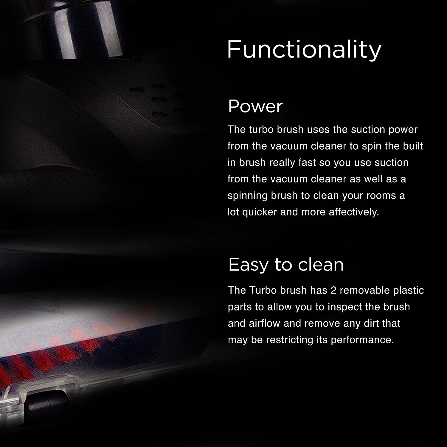 Duronic Turbo Brush VC8TB Spazzola extra per aspirapolvere Duronic VC8 - Spazzola per tappeti per ampliare e migliorare le prestazioni della scopa elettrica