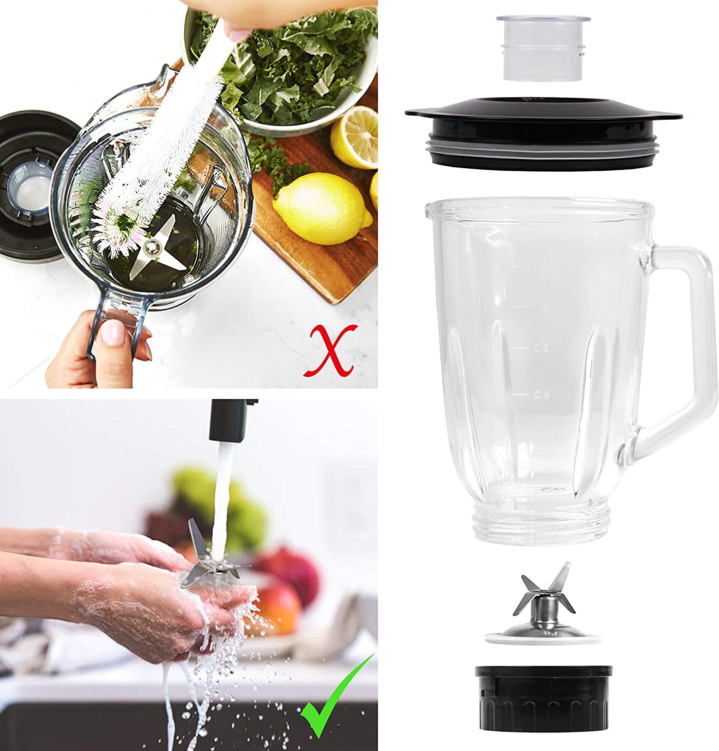 Duronic BL102 Frullatore elettrico 1000W con caraffa in vetro 1,5L e 4 lame | 3 Funzioni e velocità variabile | Blender con funzione tritaghiaccio | Mixer Smoothie Frullati Granite Cocktail Gaspachos