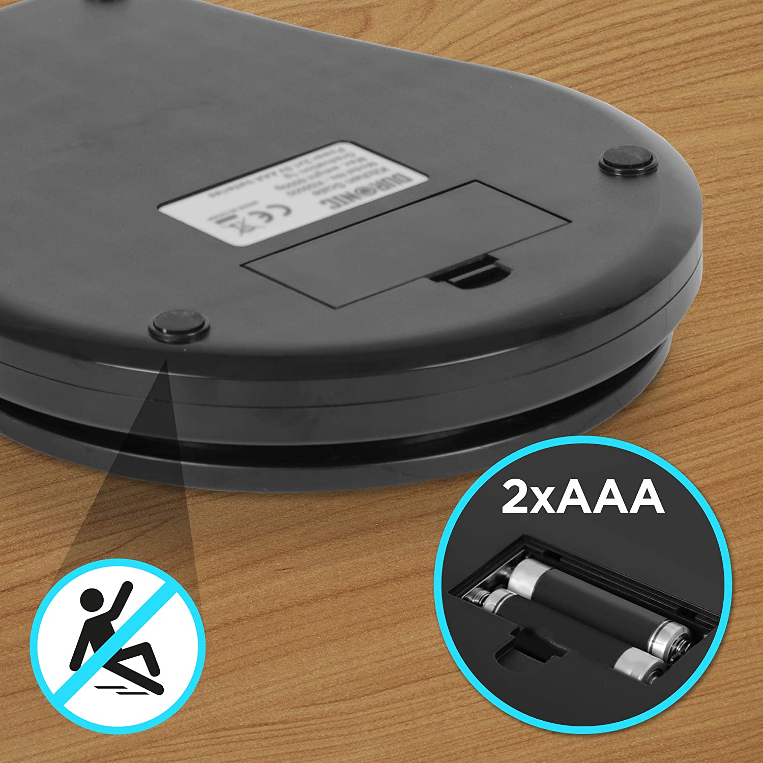 Duronic KS6000 BK Bilancia da cucina - Bilancia ad alta precisione con display digitale retro illuminato - Portata 1g / 5 kg con ciotola da 2L - Piattaforma nera - Funzione Tara