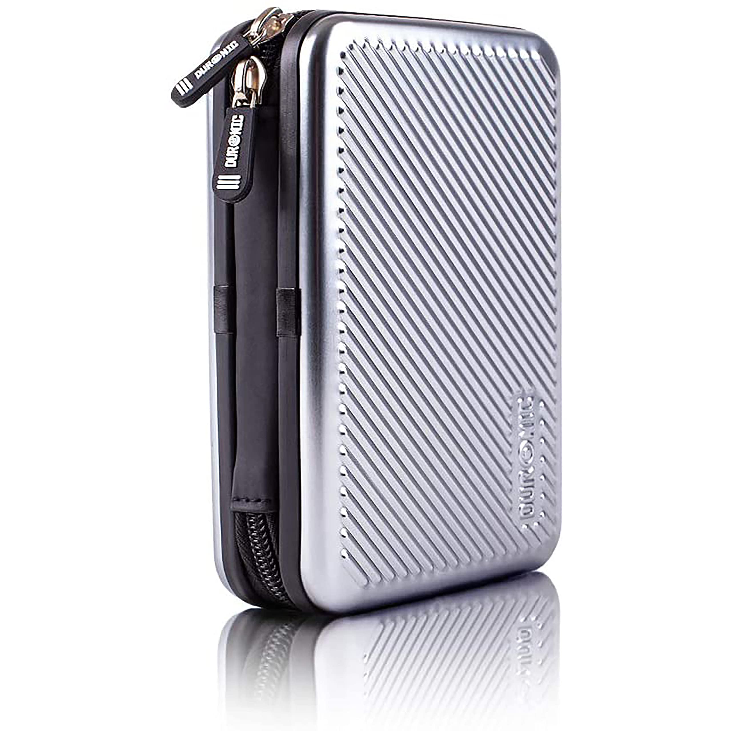 Duronic HDC3 SR Custodia rigida protettiva per disco rigido GPS carica batteria portatile | Borsa per dischi rigidi esterni 11 x 16 cm | Argento | Alluminio antiurto | Leggero e Compatto