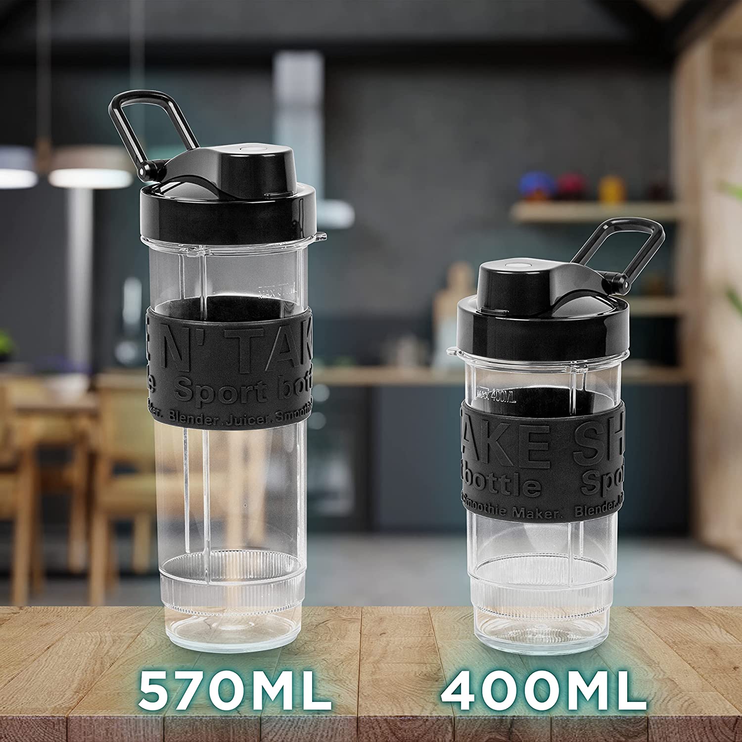 Duronic BL520 Frullatore elettrico 500W | Mini Frullatore con 2 borracce da 570ml e 400ml senza BPA | Mini blender compatto portatile | Frullatore per smoothies, cocktail, cibo per bebé, frullati