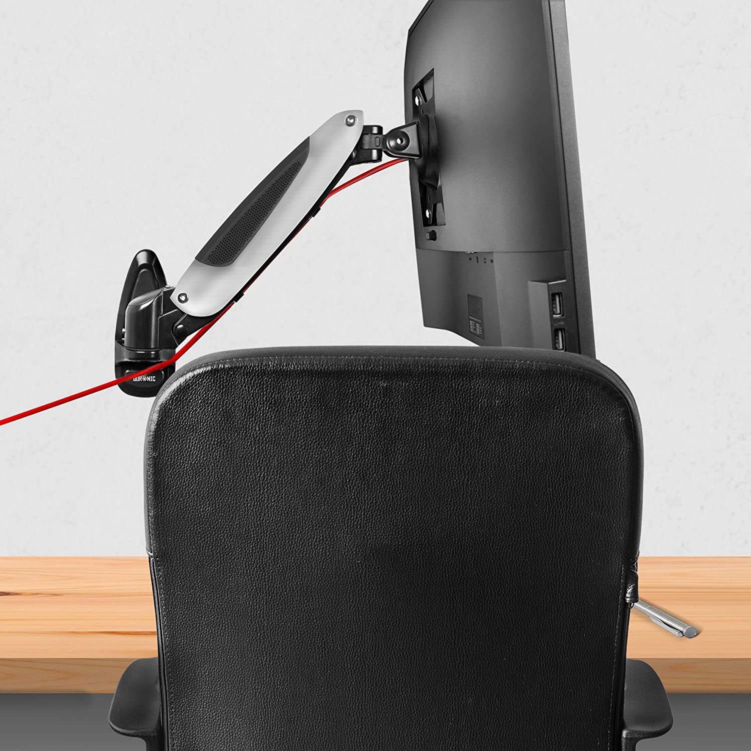 Duronic DM65W1X1 Supporto monitor da parete – Supporto TV PC 27” girevole – 8kg per monitor – Inclinazione -90°/+85° - Braccio regolazione a gas – Altezza regolabile – VESA 100x100 – Acciaio INOX