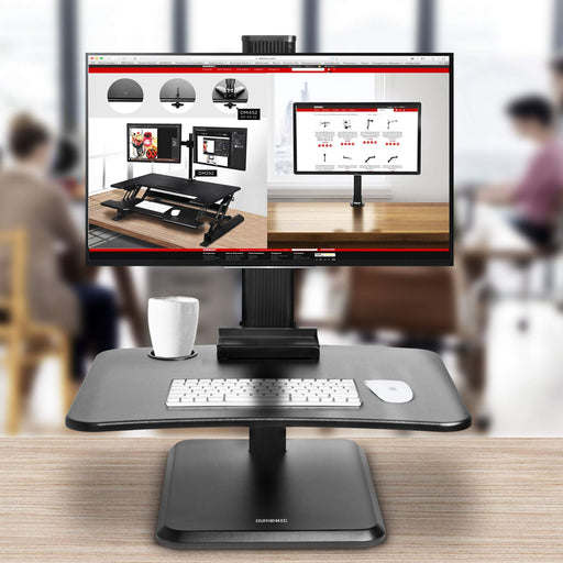 Duronic DM05D14 BKPostazione da lavoro per computer con ampia piattaforma 65 cm scrivania ufficio per pc monitor tastiera  altezza regolabile da 72 a 116 cm