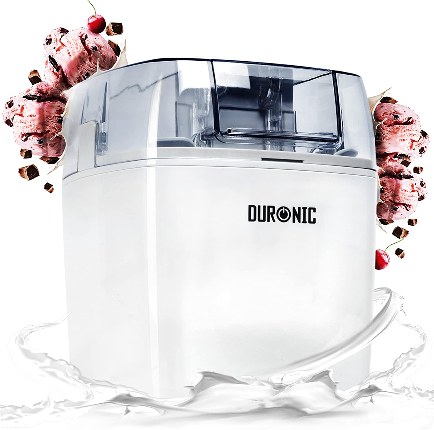 Duronic IM540 Gelatiera 1,5L, Macchina per Gelato per Gelato fatto in casa, Per Gelato Senza Lattosio e Vegano, Sorbetti, Yogurt Gelato, Gelatiera ad accumulo,Ice cream maker, Macchina per sorbetti