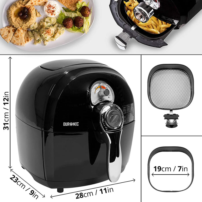 Duronic AF1 /BK Friggitrice ad Aria 1500 W - Robot da cucina multifunzionale 4.5 L - Friggitrice senza olio con libro di ricette - Fornetto elettrico ideale per friggere, grigliare, arrostire e cottura al forno