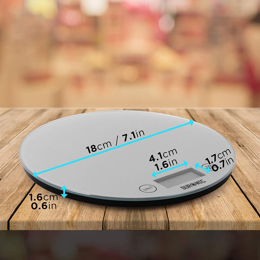 Duronic KS1055 Bilancia da cucina - Bilancia ad alta precisione con display digitale - Portata 1g / 5 kg - Piattaforma in vetro - Funzione Tara - Ideale per cucina e pasticceria