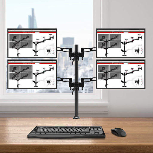 Duronic DM354 Supporto 4 monitor da scrivania con morsetto – Braccio monitor da tavolo in alluminio – Altezza regolabile e orientabile – Compatibilità universale con schermi TV monitor con VESA 100*100