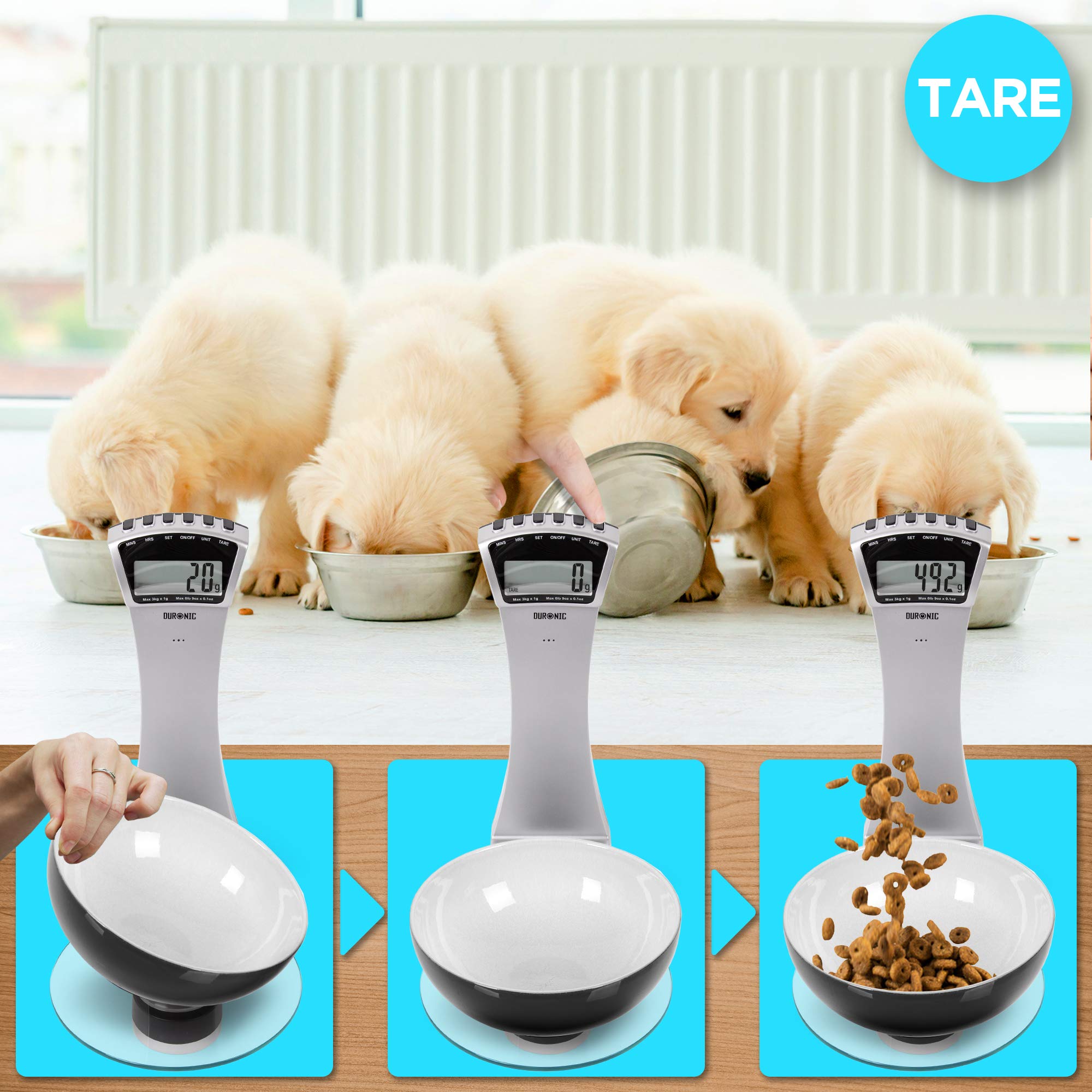 Duronic KS4000 Bilancia da cucina elettronica da muro - Bilancia ad alta precisione con piattaforma in vetro - Portata 1g / 3 kg - Funzione tara - Ideale per cucina e pasticceria