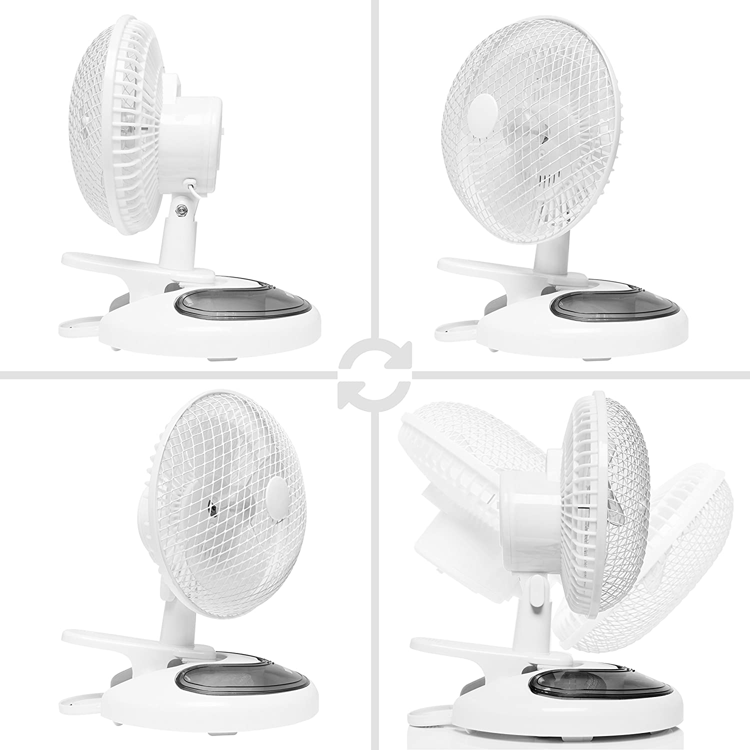 Duronic FN15 Mini ventilatore da tavolo 2 Velocità 15 W e diametro 20 cm | Ventilatore personale con clip portaoggetti e fissaggio a muro3 pale | Ultra silenzioso per casa ufficio scrivania e letto