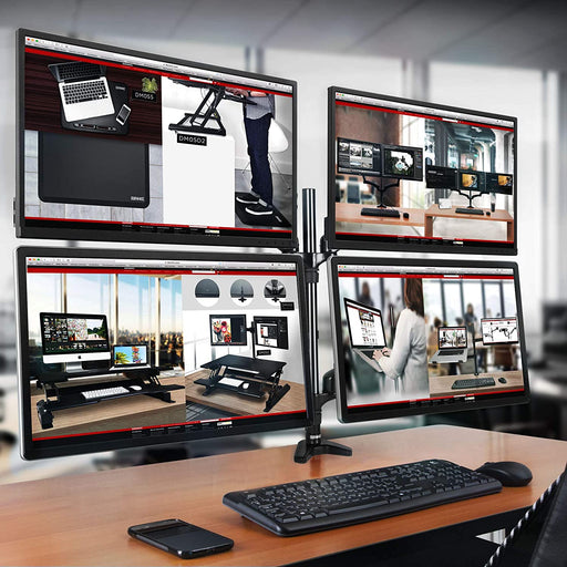 Duronic DM554 BK Braccio per 4 monitor da 15 a 27 pollici | Supporto schermi doppio | Inclinazione e altezza facilmente regolabile | VESA 75 100 | Supporto monitor ergonomico doppio articolato per PC