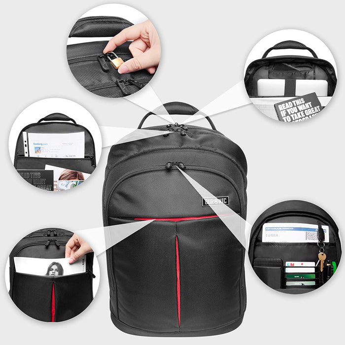 Duronic LT01 Zaino trolley da viaggio con rotelle per laptop 13.3” – 15.6” borsa impermeabile ed imbottita con tasca porta PC e scomparto tablet